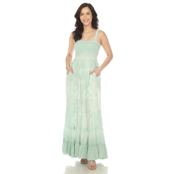 Women's Smocked Ruffle Maxi Dress - Picture 1 of 5
